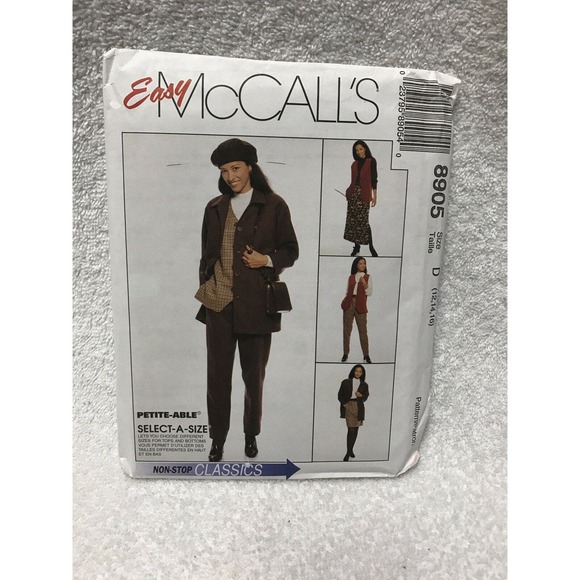 McCall's 8905 Misses' Unlined Jacket, Vest Pants Skirt Sewing Pattern Size 12-16 - Picture 1 of 7